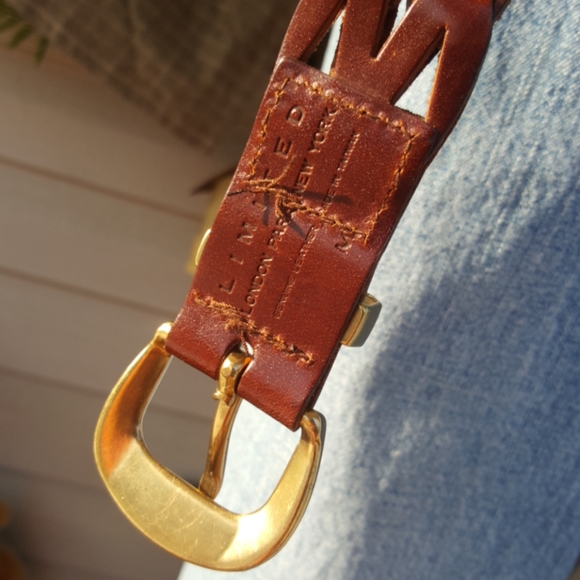 LIMITED ♡ Gorgeous Vintage Soft Genuine Brown Interwoven Design Leather Belt M - Picture 15 of 17